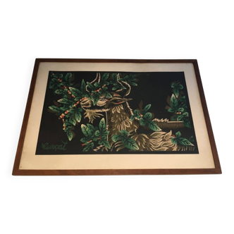 Print depicting a ram. French work signed by Jean Lurçat. Around 1970.