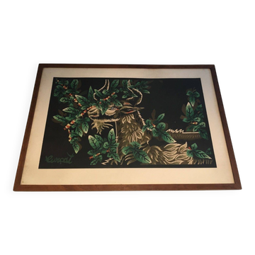 Print depicting a ram. French work signed by Jean Lurçat. Around 1970.