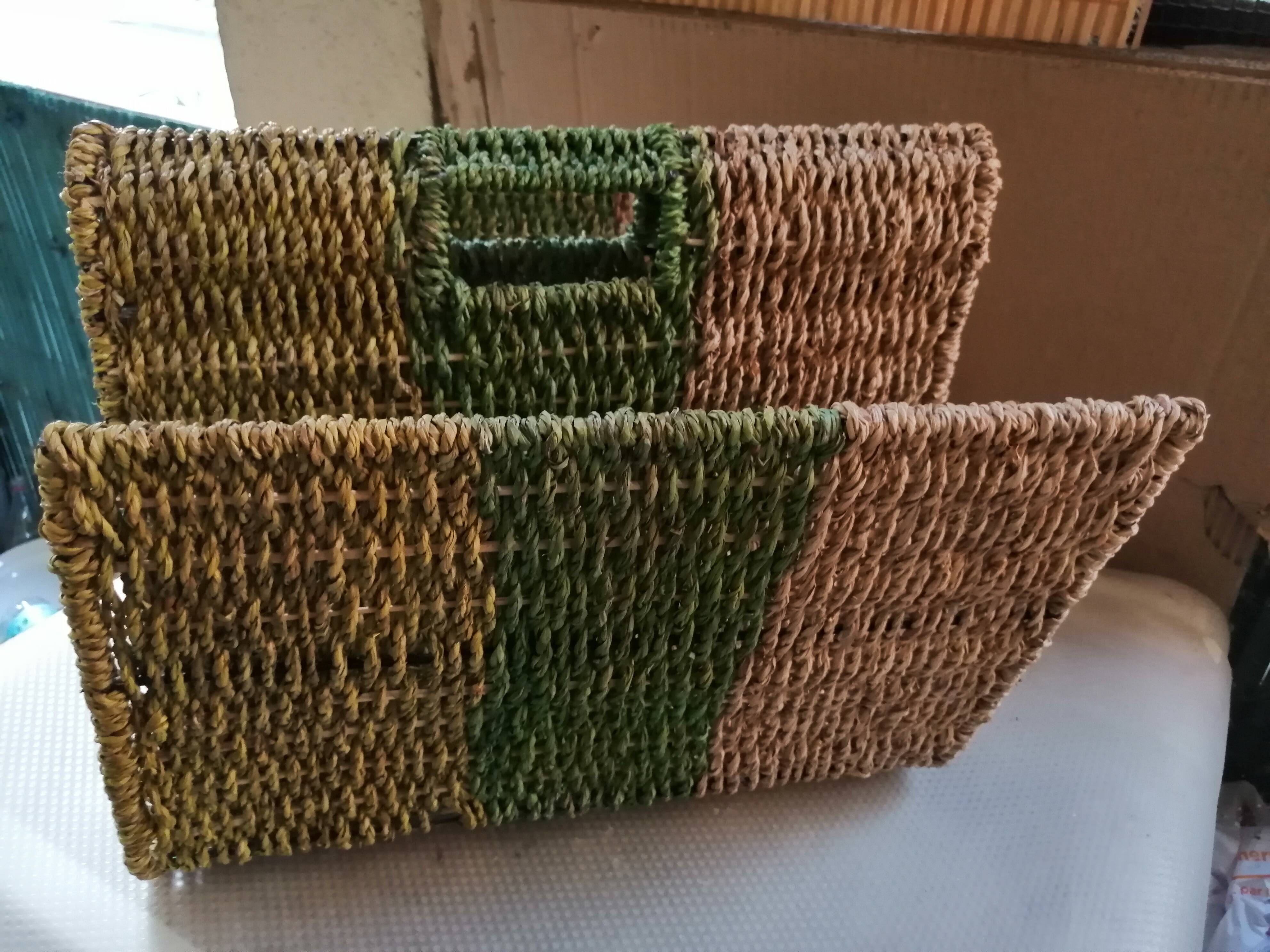 Scandinavian-style braided straw magazine door