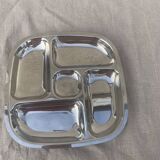 Compartment dish, vintage stainless steel servant