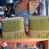 Pair of fringed toadstool poufs
