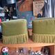 Pair of fringed toadstool poufs