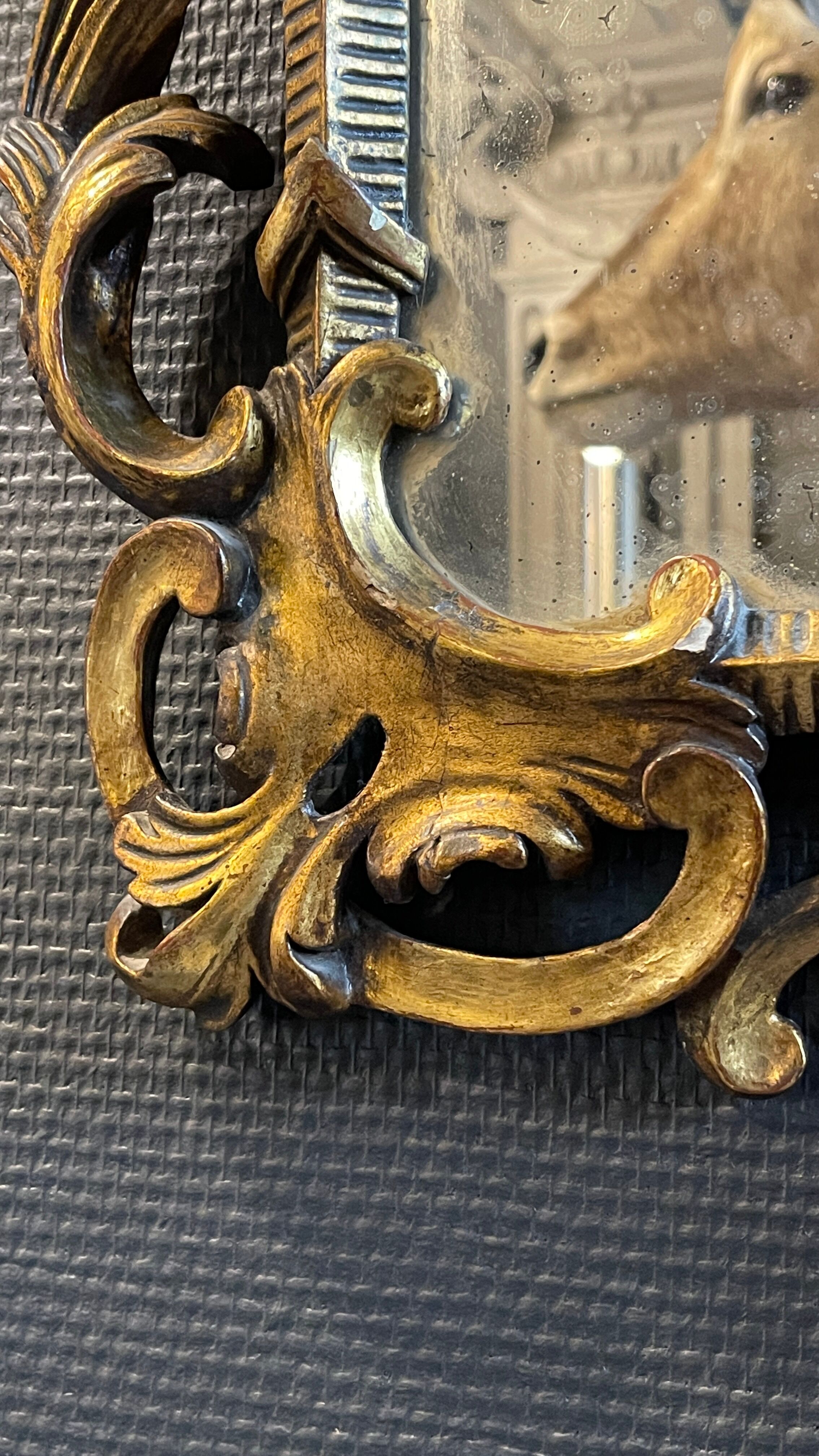 Gilded mirror Louis XV Rocaille in Carved and Stuqué Wood, nineteenth century