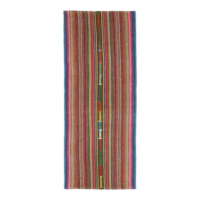 Vintage Turkish Hand-Knotted Wool Cotton Beige Kilim Runner Rug 76x198