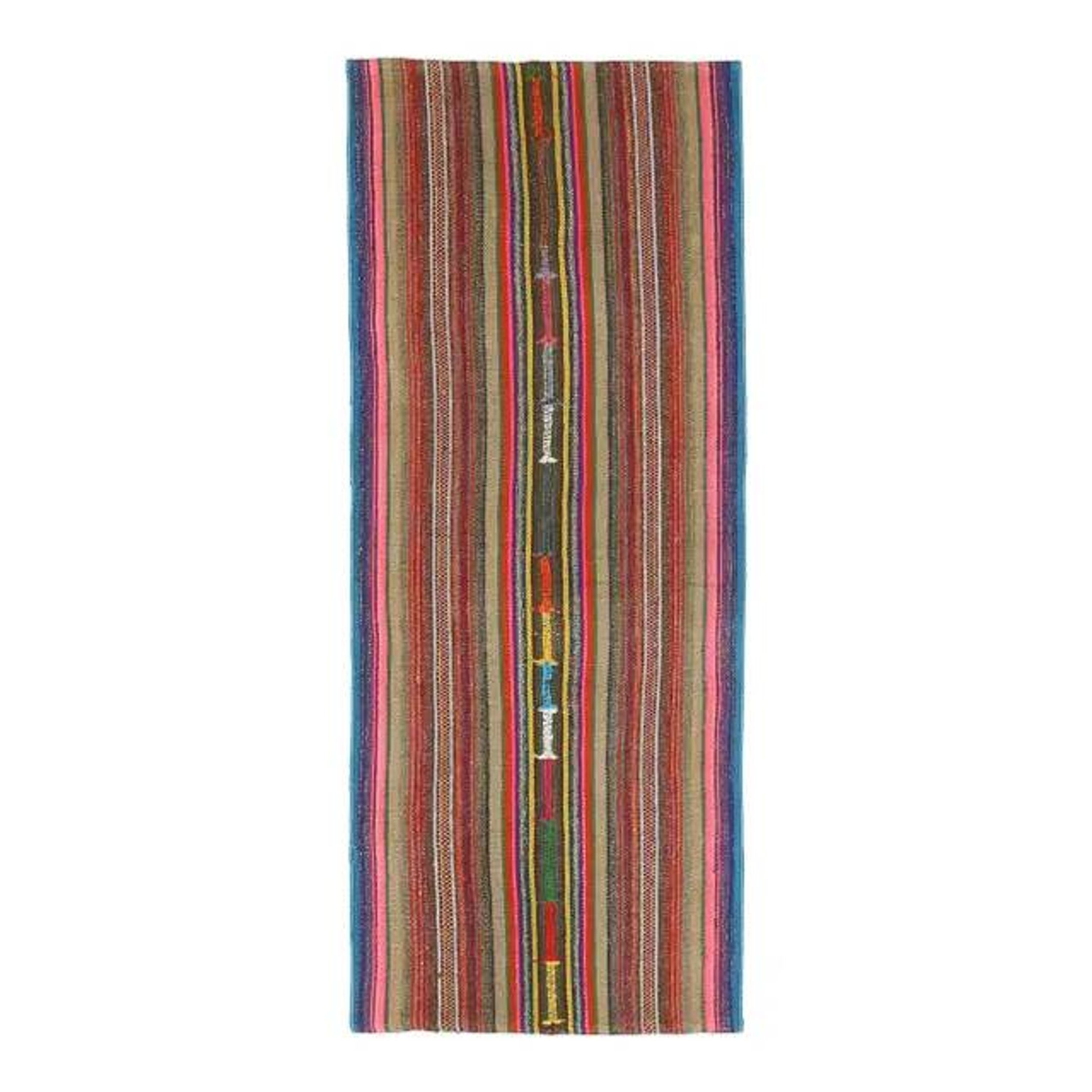Vintage Turkish Hand-Knotted Wool Cotton Beige Kilim Runner Rug 76x198