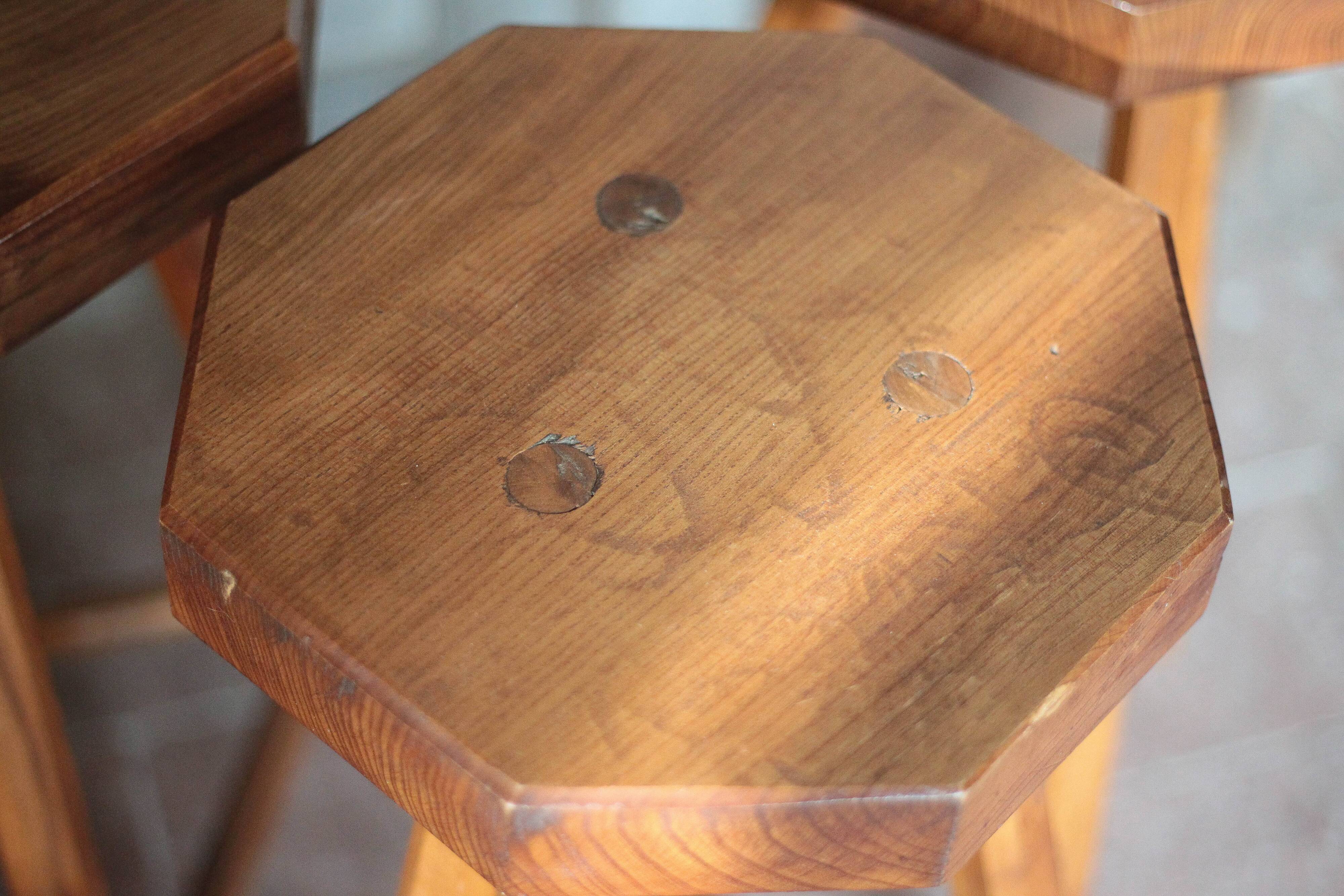 Bar stool X 3, wooden stool, brutalist stool, high stool, die