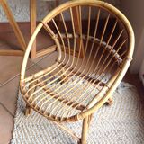 Child's shell chair in rattan / vintage 60s-70s
