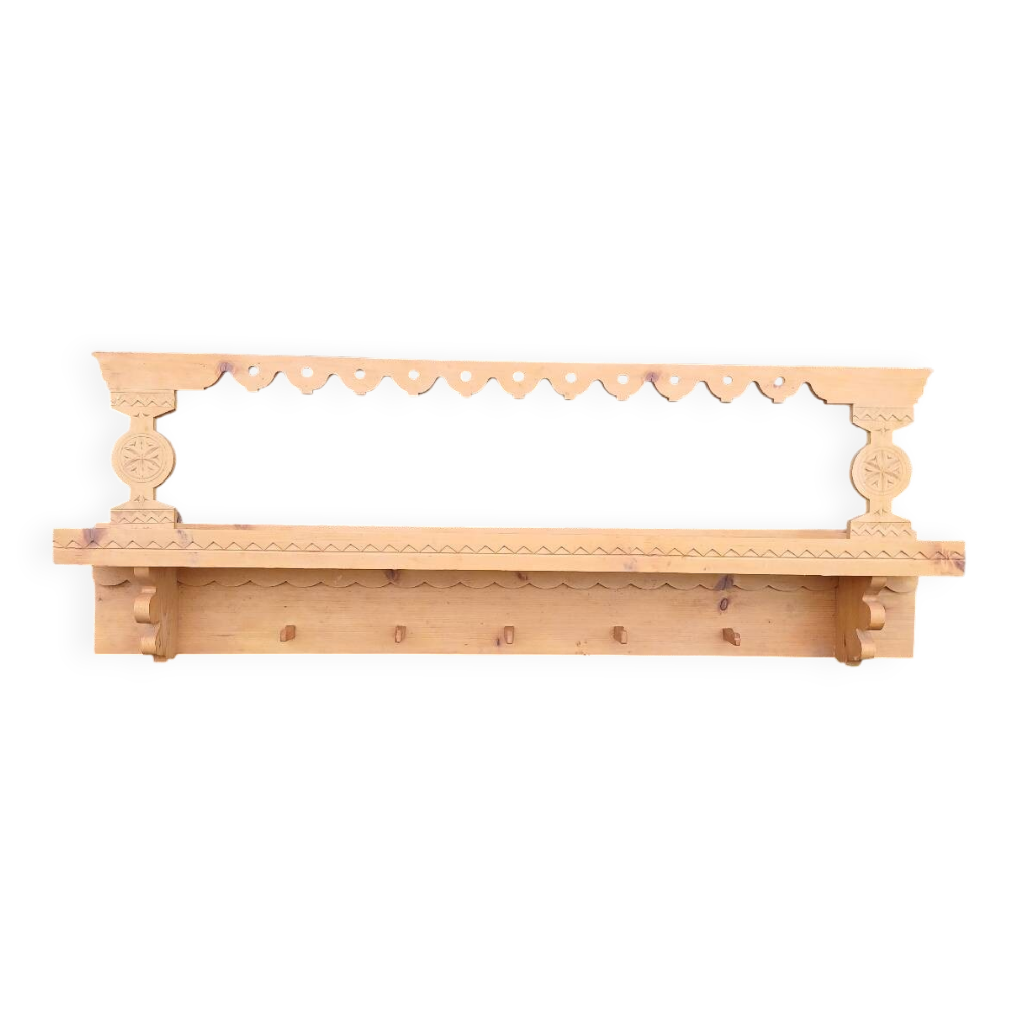 Antique carved wooden wall shelf