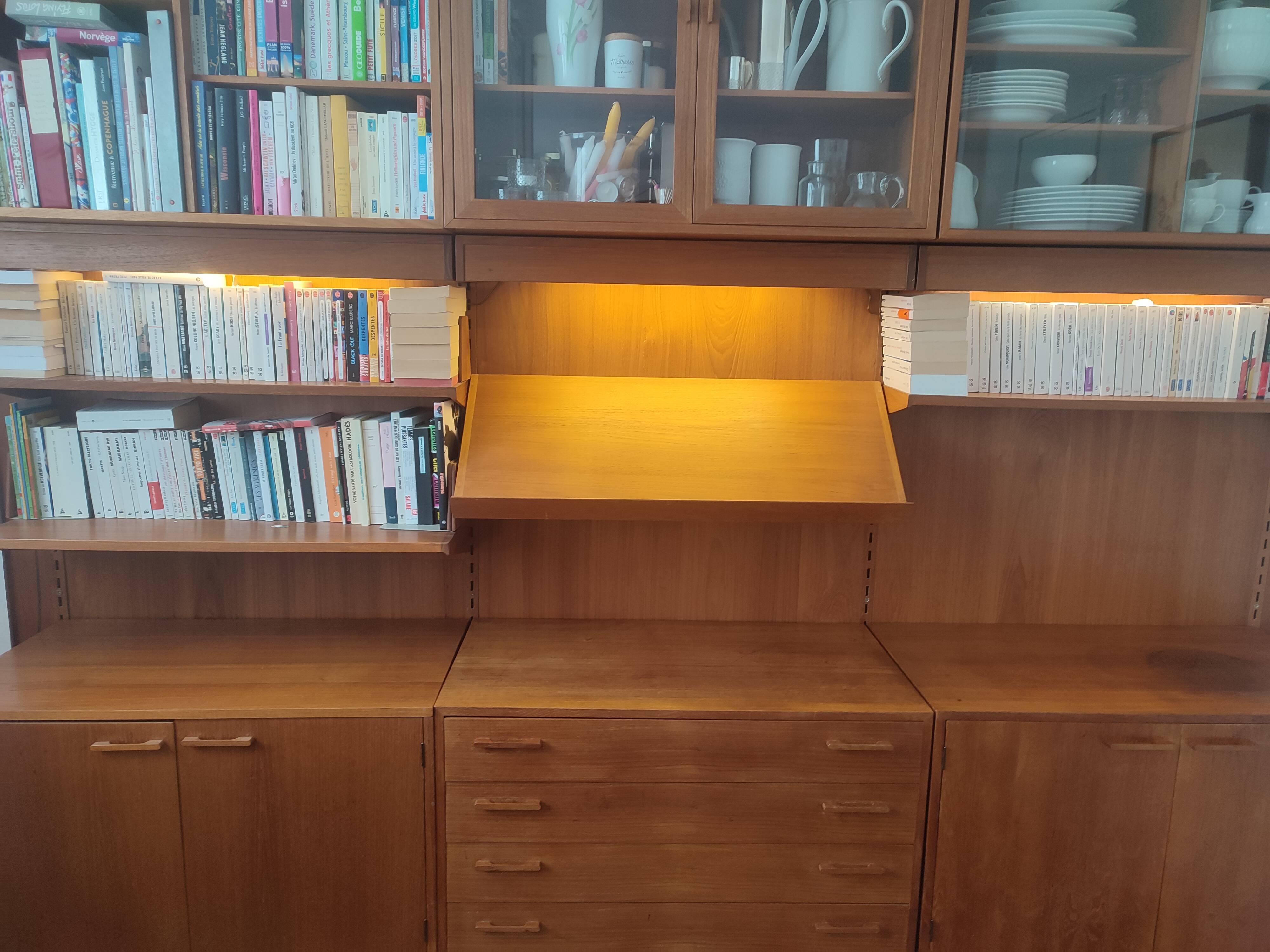 Danish teak wall system by Kai Kristiansen for FM (Feldballes Møbelf)