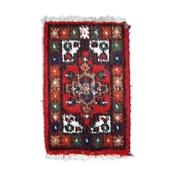 Vintage persian hamadan handmade carpet 1.3' x 2' (40cm x 61cm) 1970s, 1c760
