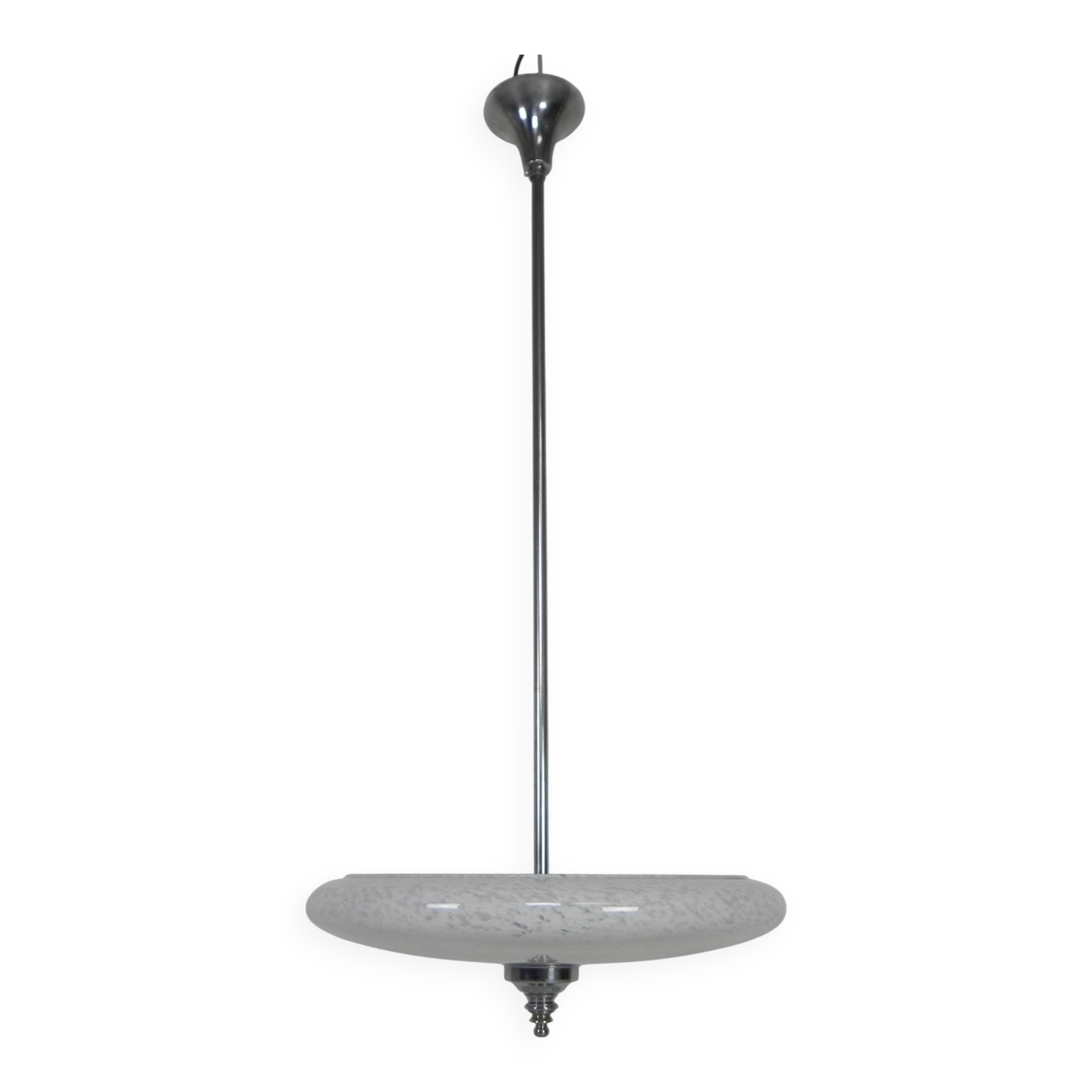 Art Deco pendant lamp with cloudy glass bowl, 1930s