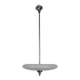 Art Deco pendant lamp with cloudy glass bowl, 1930s