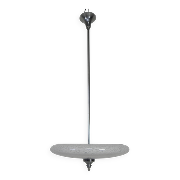 Art Deco pendant lamp with cloudy glass bowl, 1930s