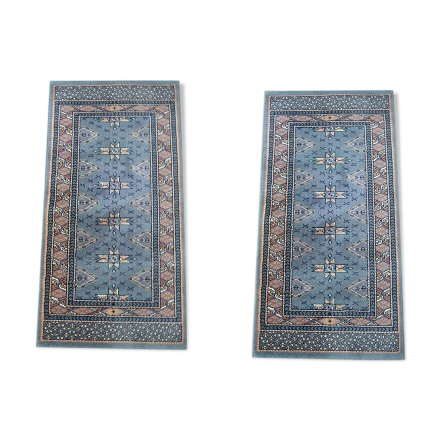 Wool carpet 60 x 120 blue with stars
