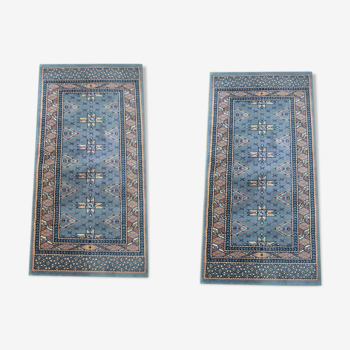 Wool carpet 60 x 120 blue with stars