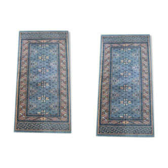 Wool carpet 60 x 120 blue with stars