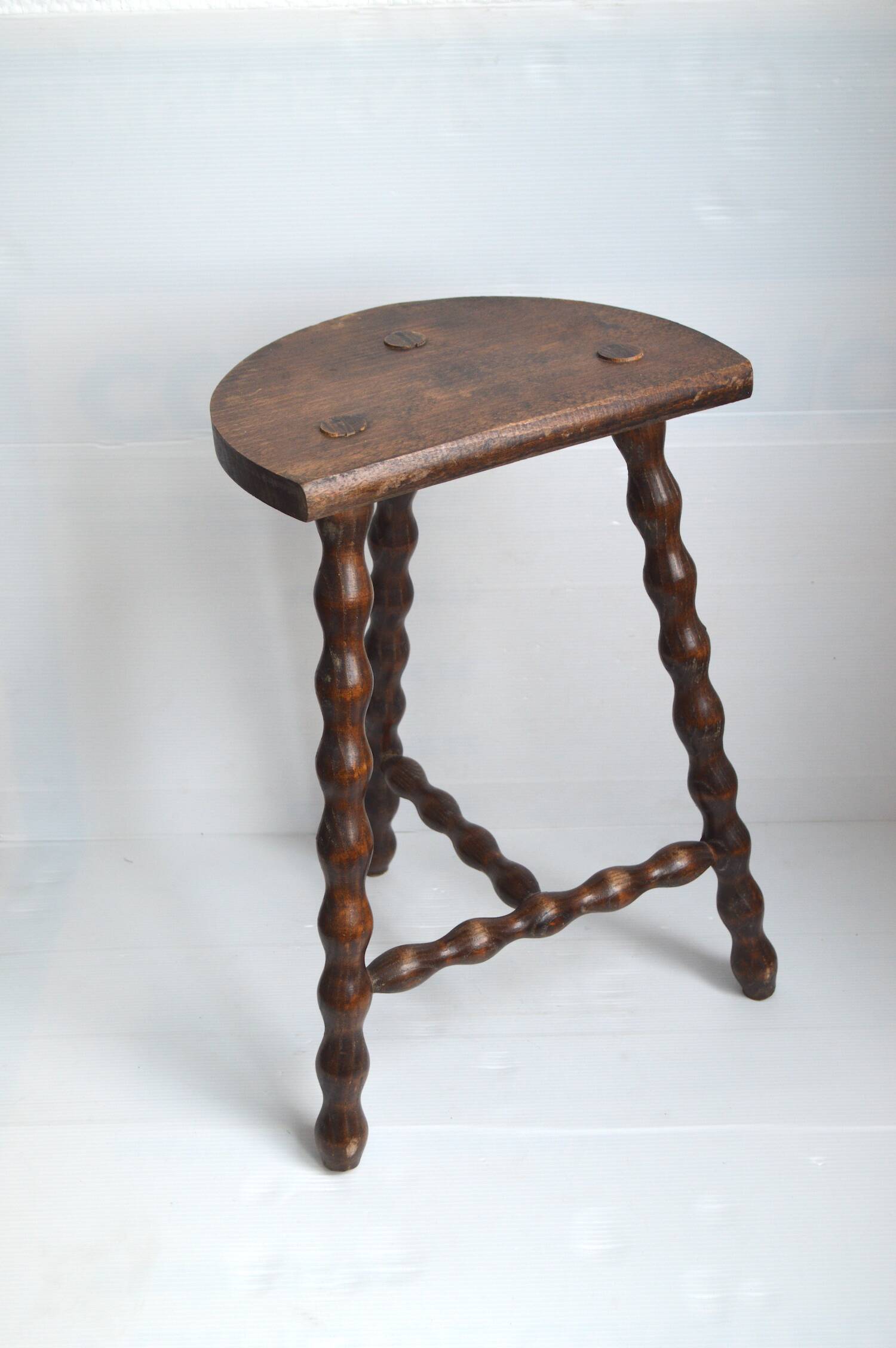Beaded Wood Tripod Stool