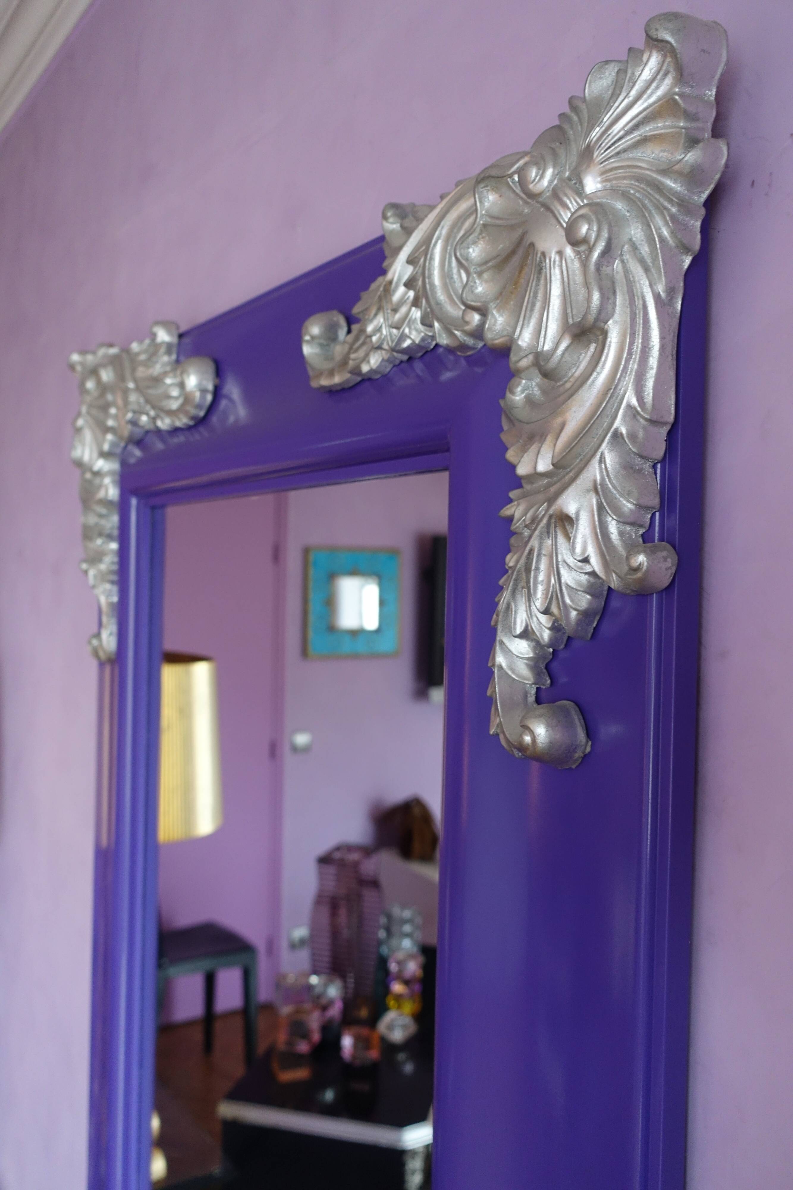 Large Venetian-style purple Italian mirror