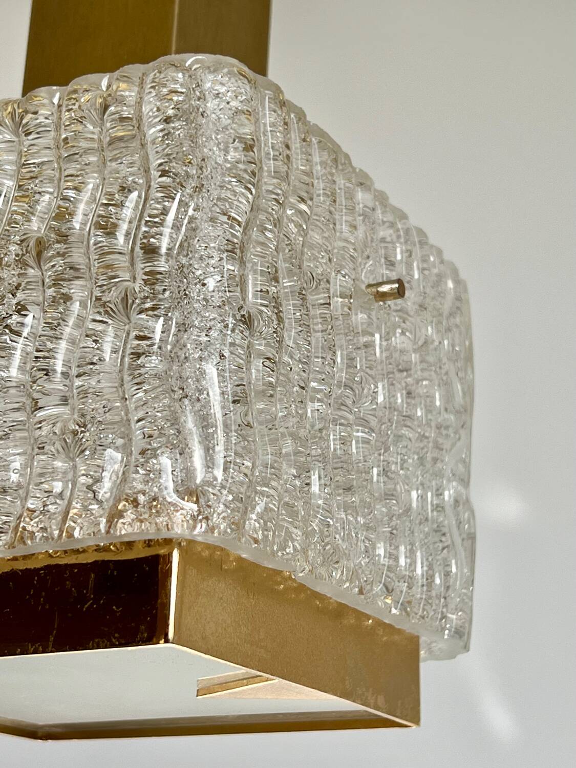 Arlus glass and brass pendant light from the 50s