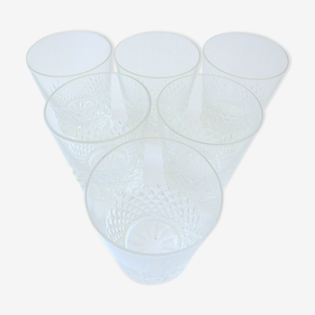 Suite de six verres à whisky "pointes de diamants"