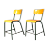 Set of two old high French school chairs by Mullca 1960