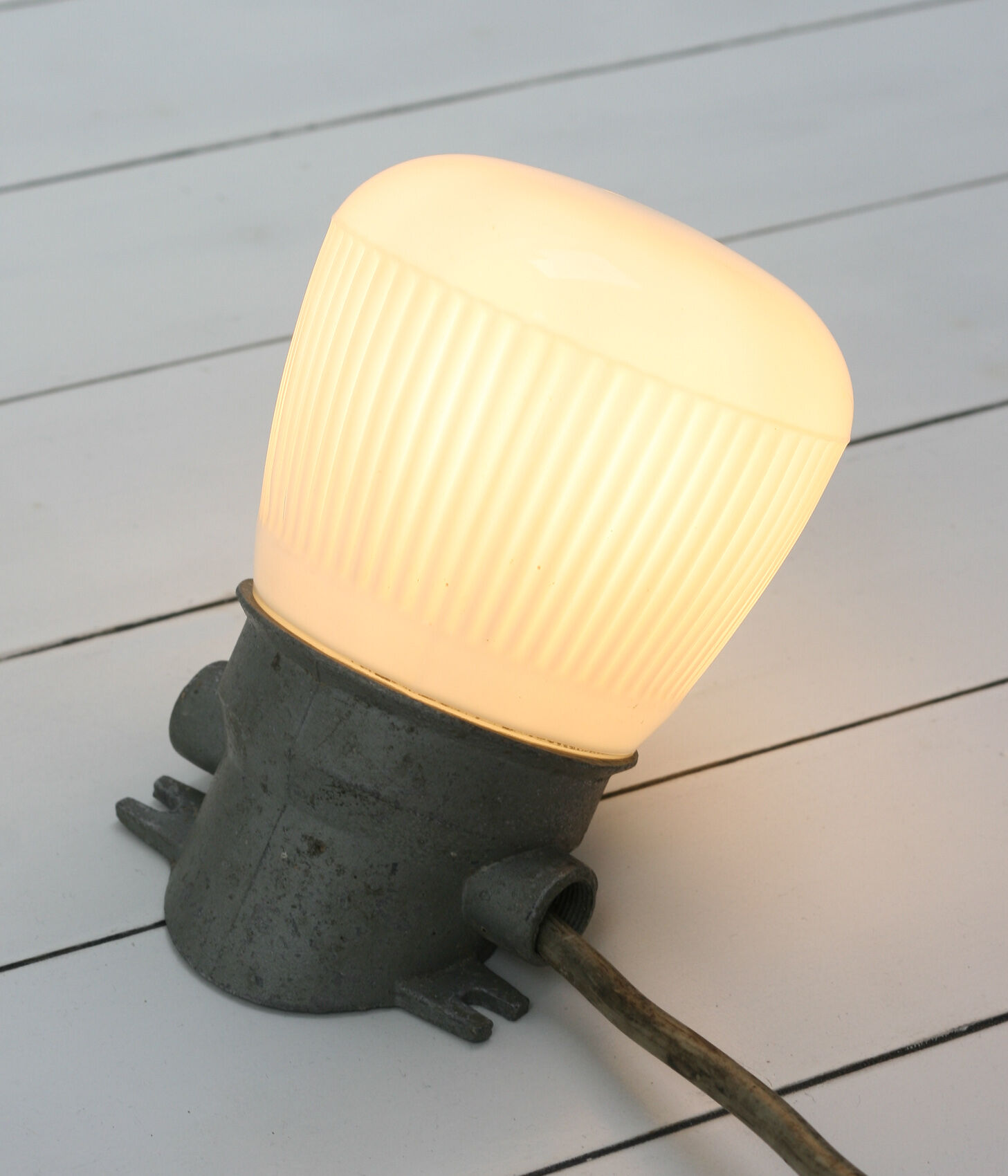 Vintage German Industrial Opaline Sconce