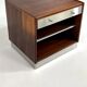 Vintage bedside table in rosewood and brushed aluminum