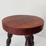 Vintage turned wood tripod stool