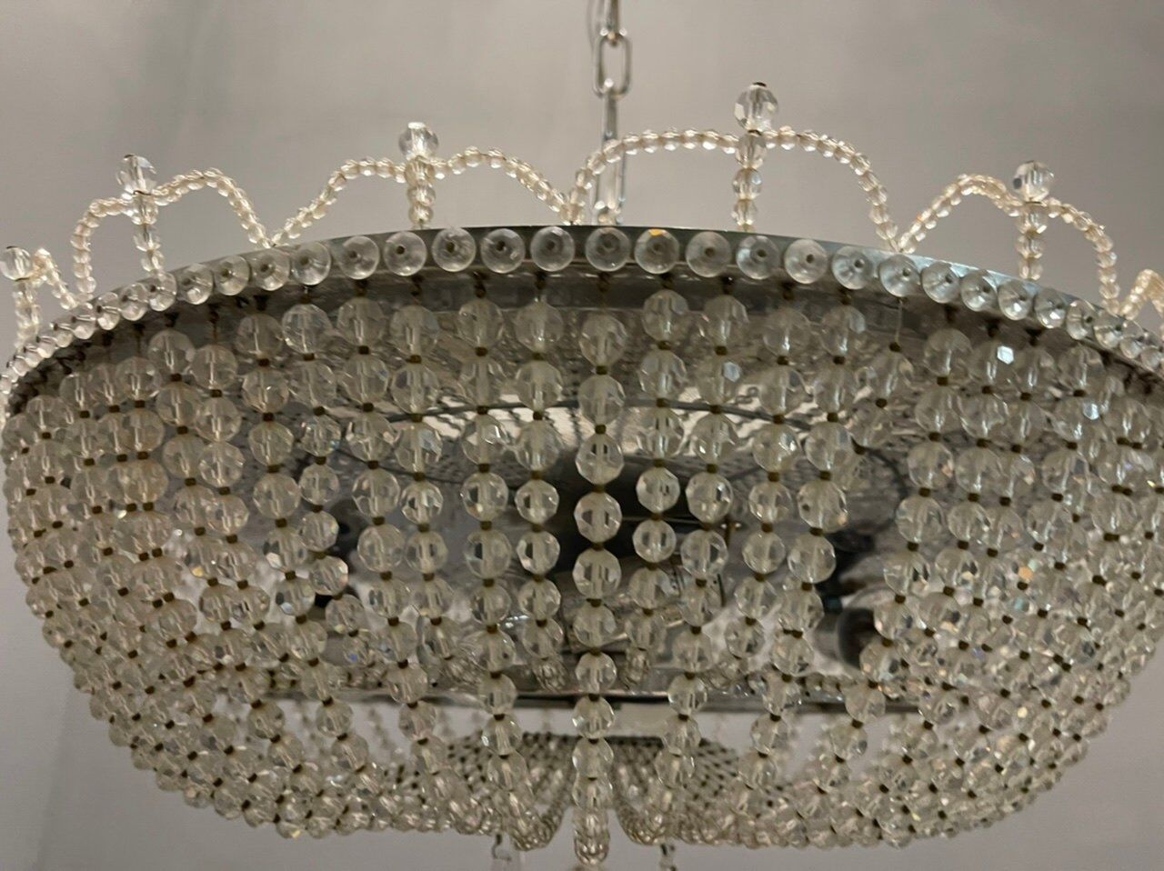 Italian Crystal Beaded Chandelier, 1960s