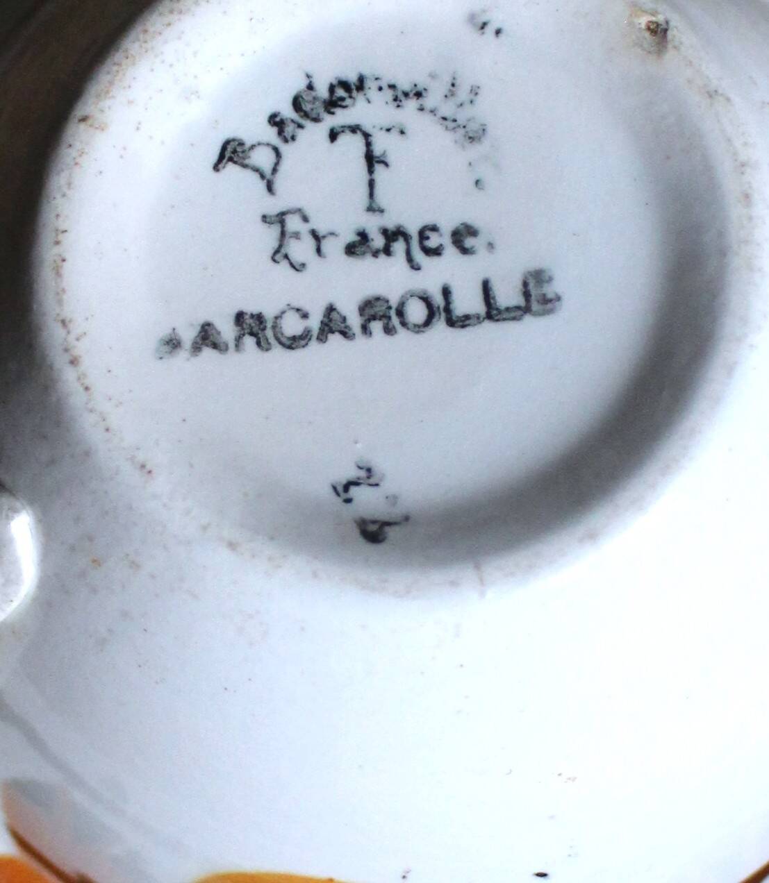 Cups Marylou Digoin Sarreguemines Barcarolle Badonviller orange black art