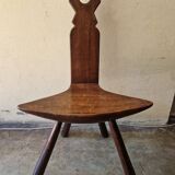 Stool Chair - 20th Century Brutalist Work - Stained Walnut