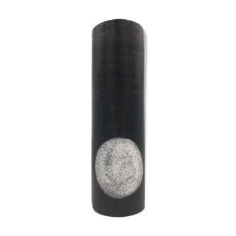 Black ceramic roll vase, decorated with a white circle, design - 20th century