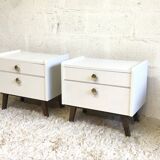 Pair of bedside tables with compass feet