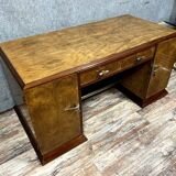 Art Deco period center desk in walnut and burr walnut circa 1940