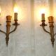 Elegant Pair French Antique Bronze Empire Arrow Style Double Wall Lights 4841