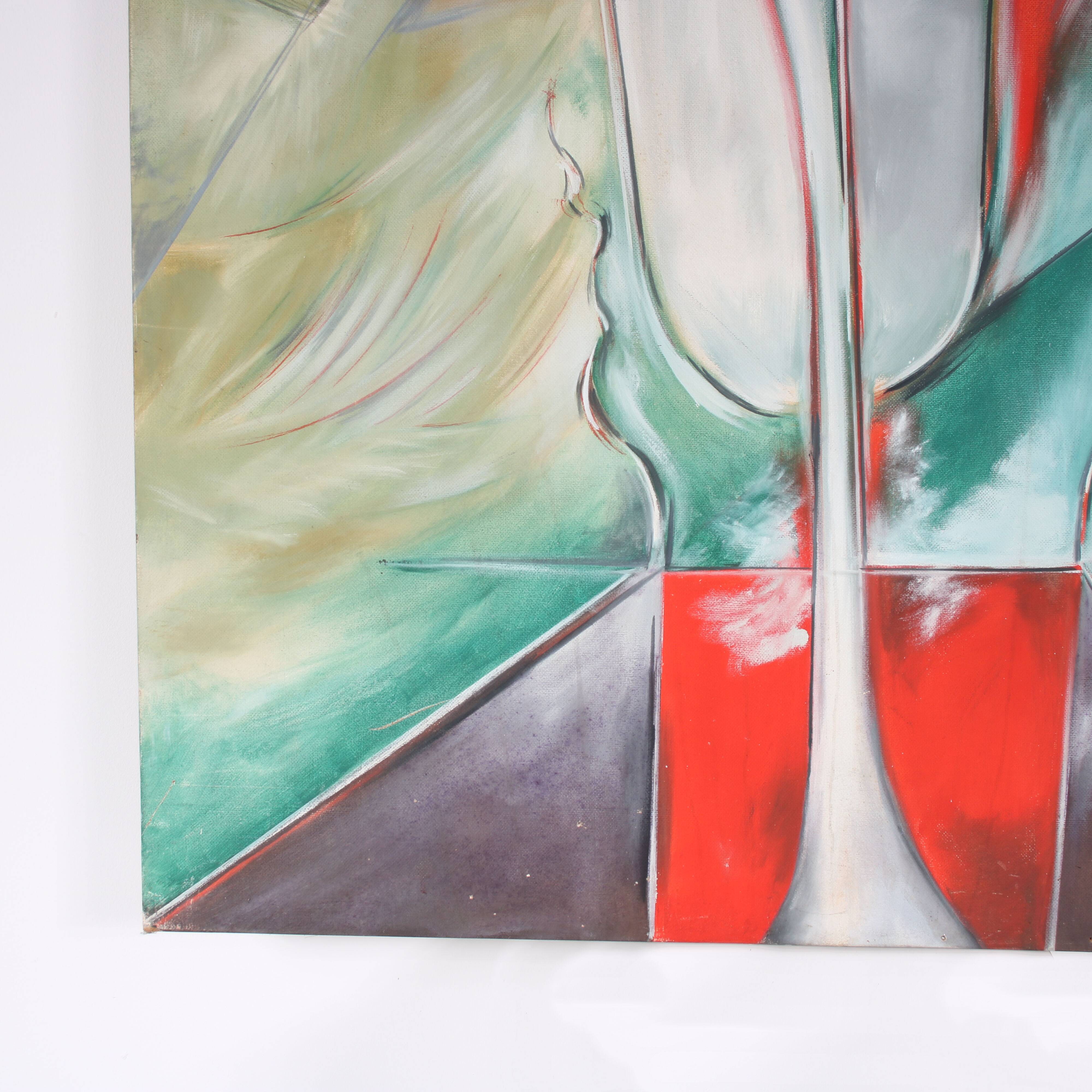 1968 Large painting “Lineaire Versneller” by Jan Withofs, Belgium