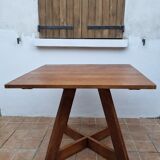 Square table in art deco style in oak, removable