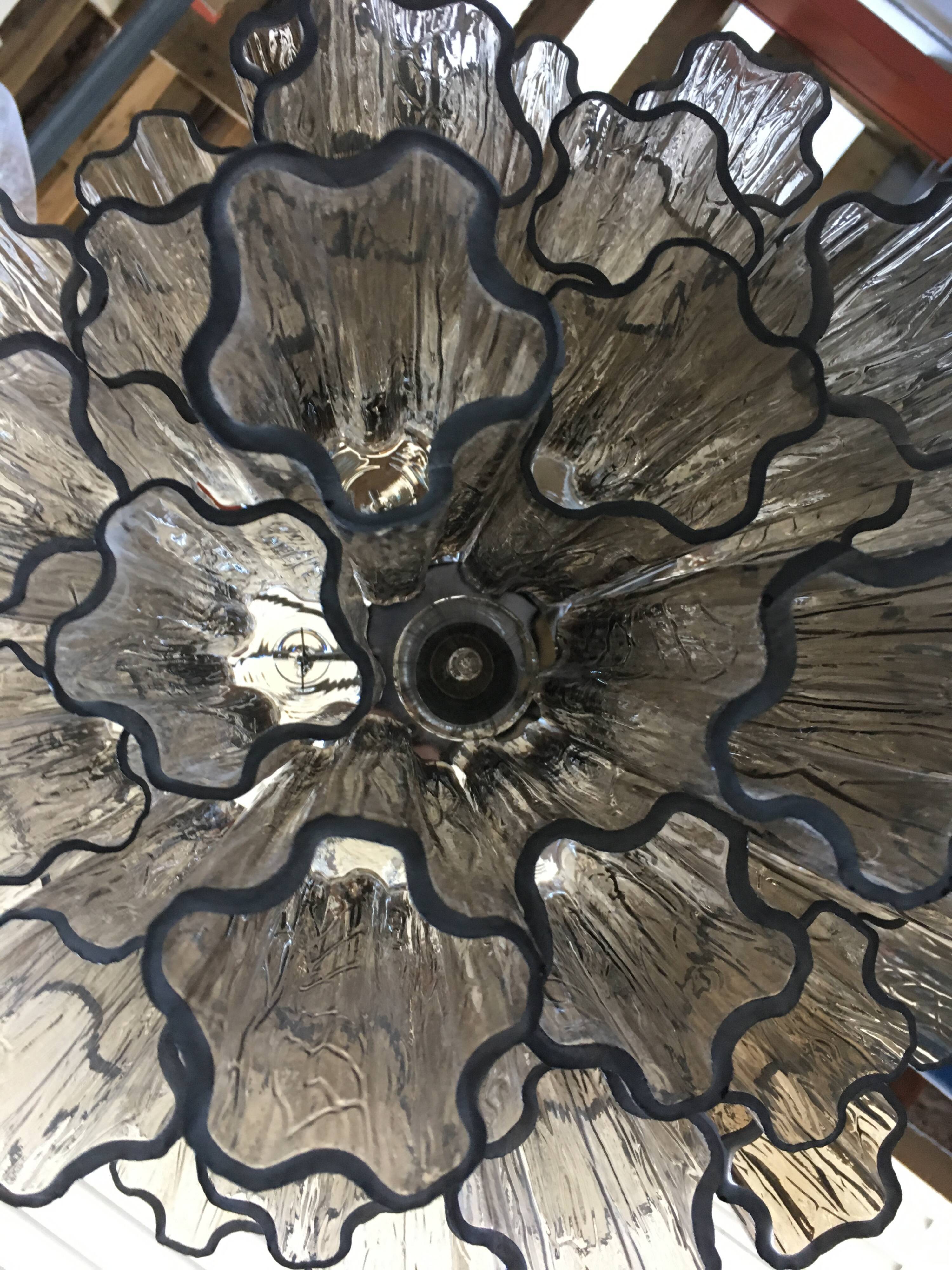 Chandelier in Murano glass "Tronchi" with chrome metal