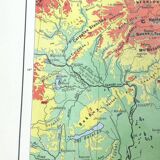 Carte ancienne  Danube Bucarest Roumanie 43x43cm de 1950