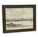 Watercolor old shore golden frame