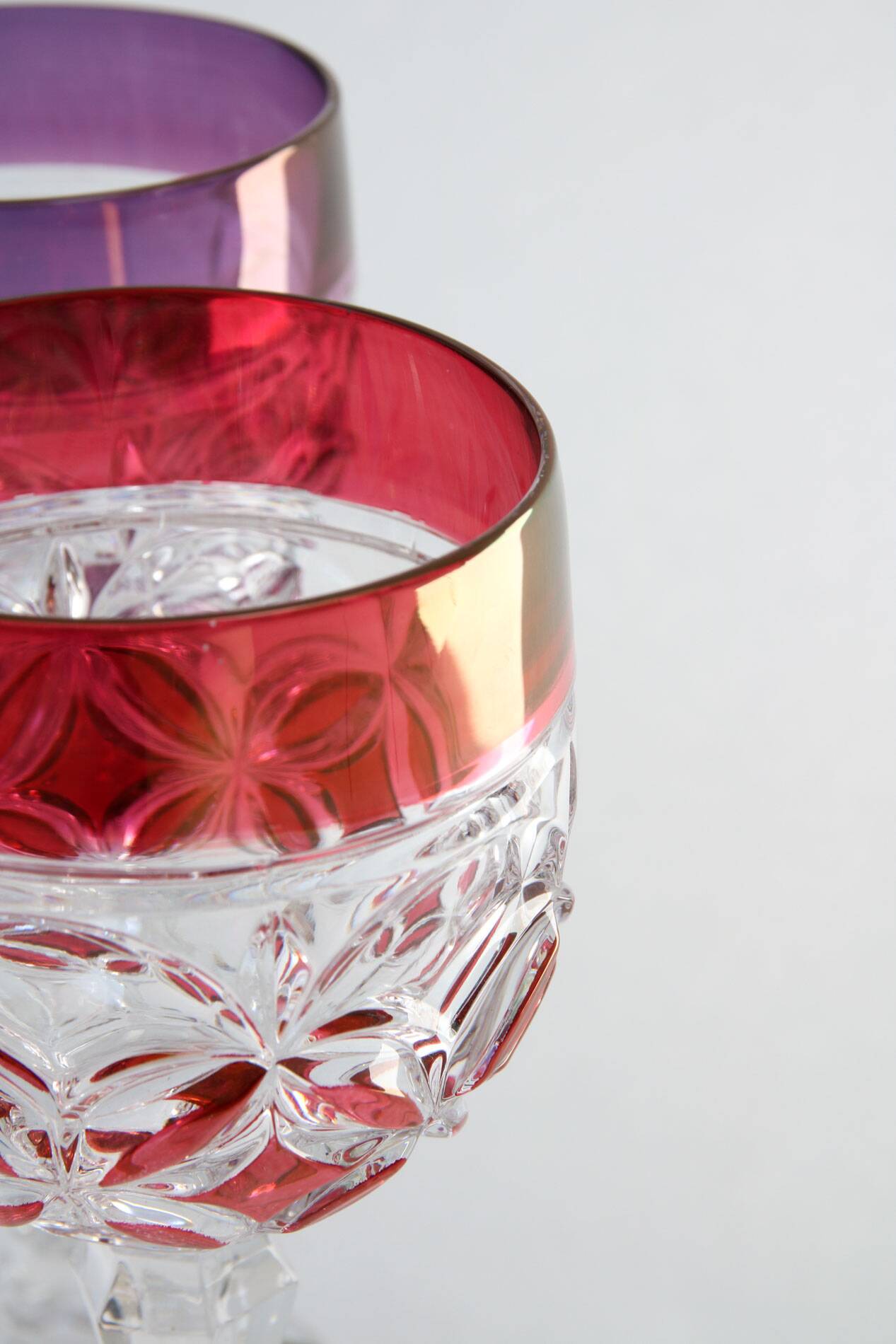 Mid-Century Hand Blown Crystal Wine Glasses from Hofbauer, Set of 6