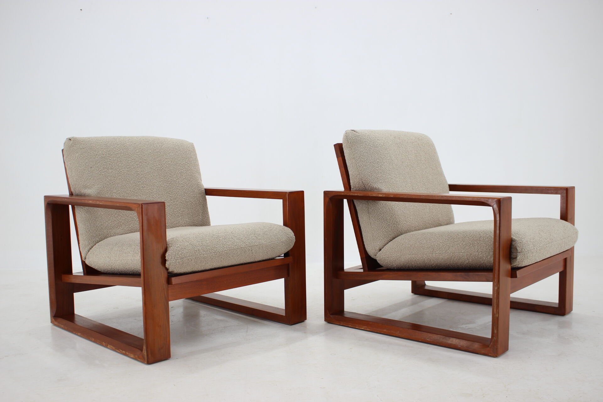 1960s Miroslav Navratil Pair of  Armchairs in Bouclé Upholstery