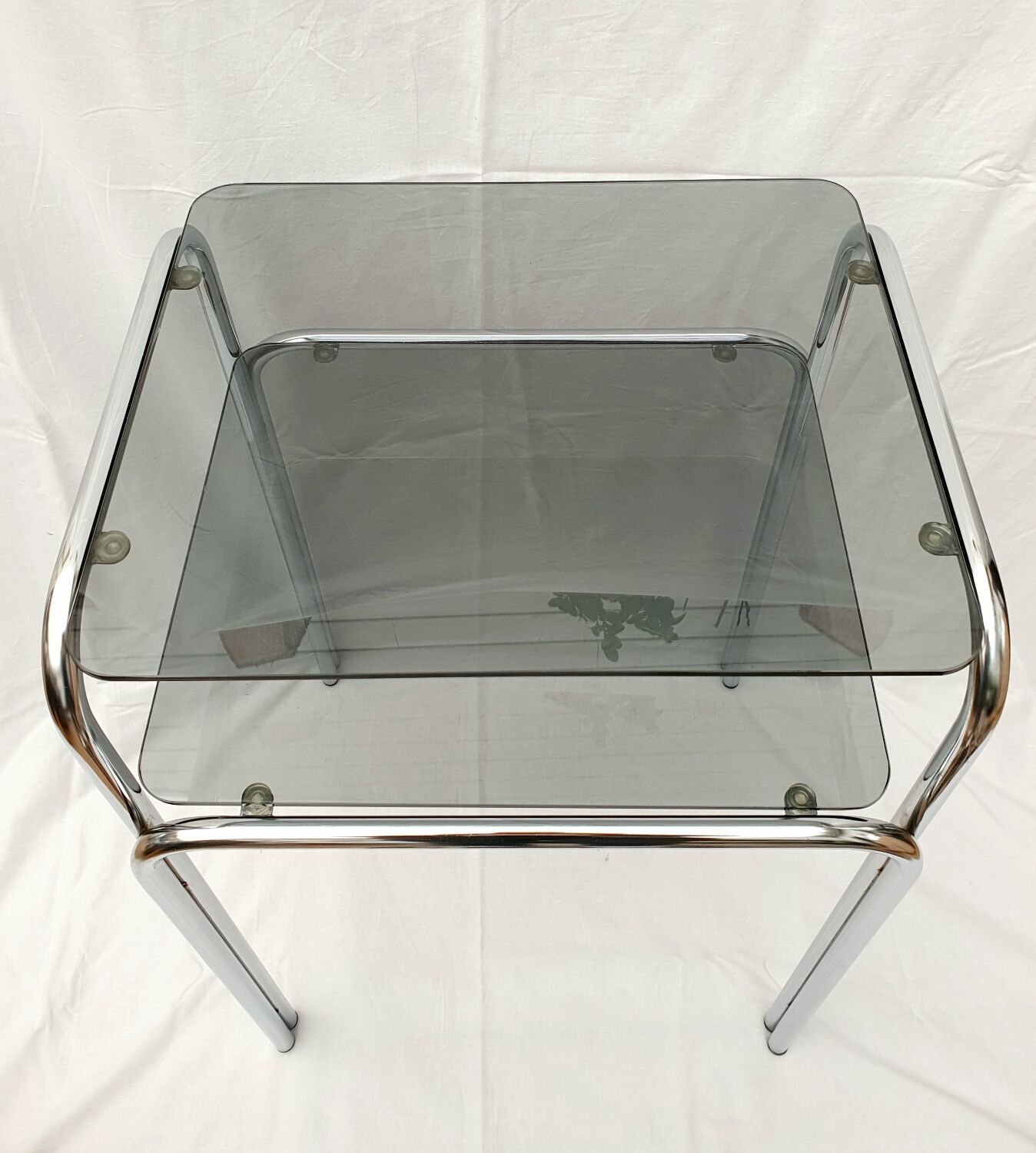 Design console 70 metal chromed smoked glass