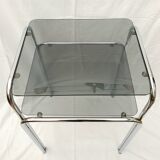 Design console 70 metal chromed smoked glass