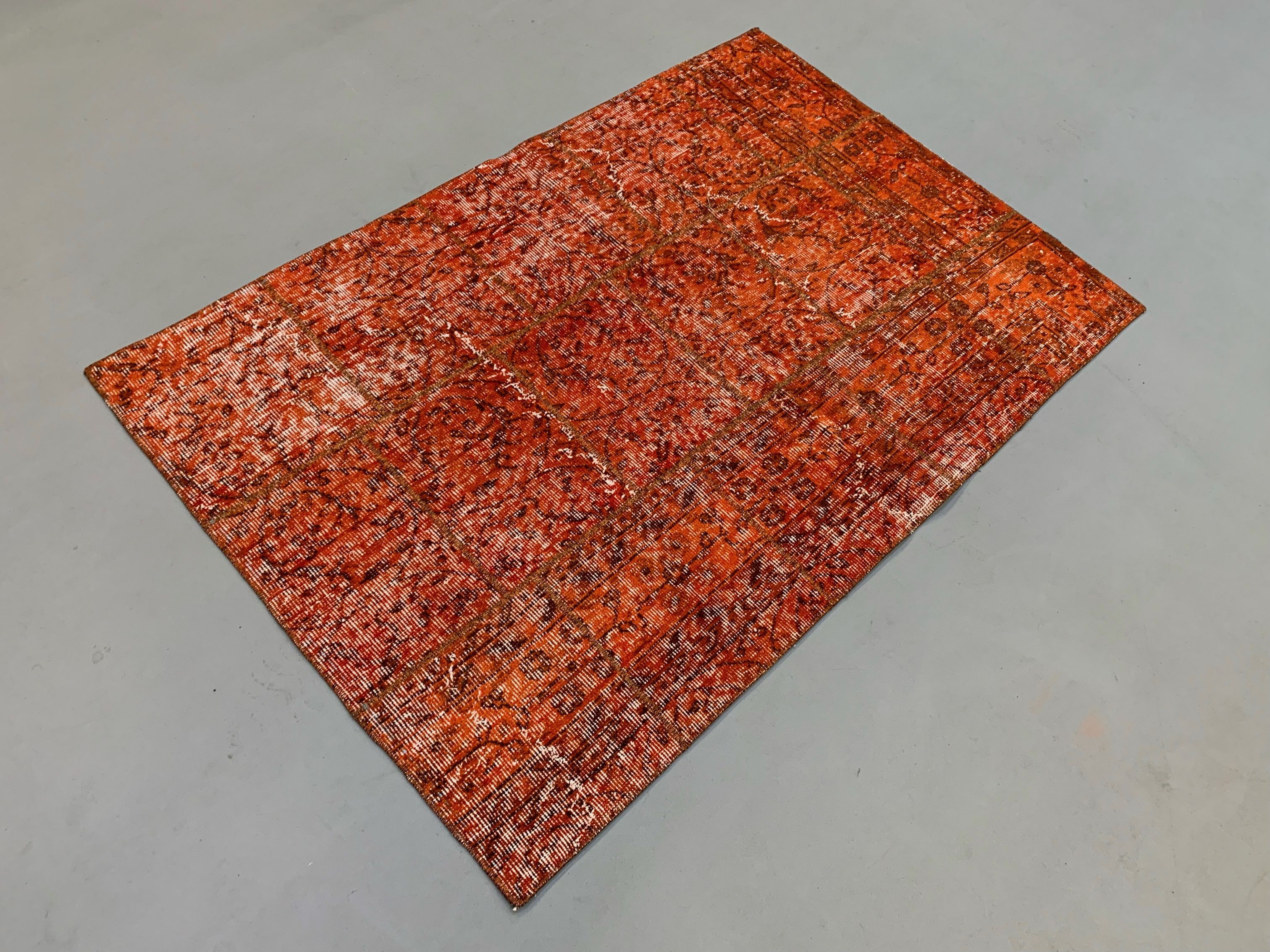 Distressed vintage turkish patchwork rug 150x100 cm wool medium