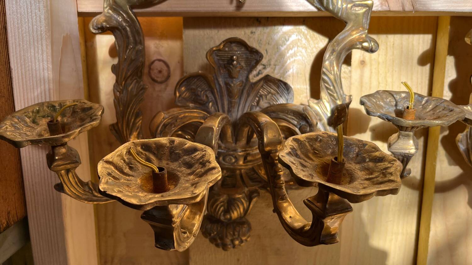 Pair of LXV style gilt bronze wall lights