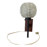 Vintage scandinavian wall lamp wood glass 1970s