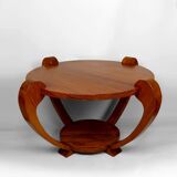 Pedestal Table, Solid Teak Coffee Table, Art Deco Colonial, c. 1930