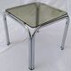 Square coffee table chromed metal and smoked glass