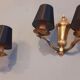 Pair of wall lamps double year 50 in bronze neo-classical style signed Petitot